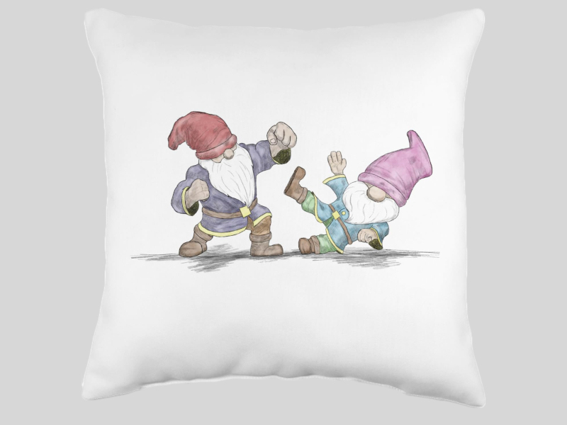 Gnome Throwing a Haymaker Throw Pillow
