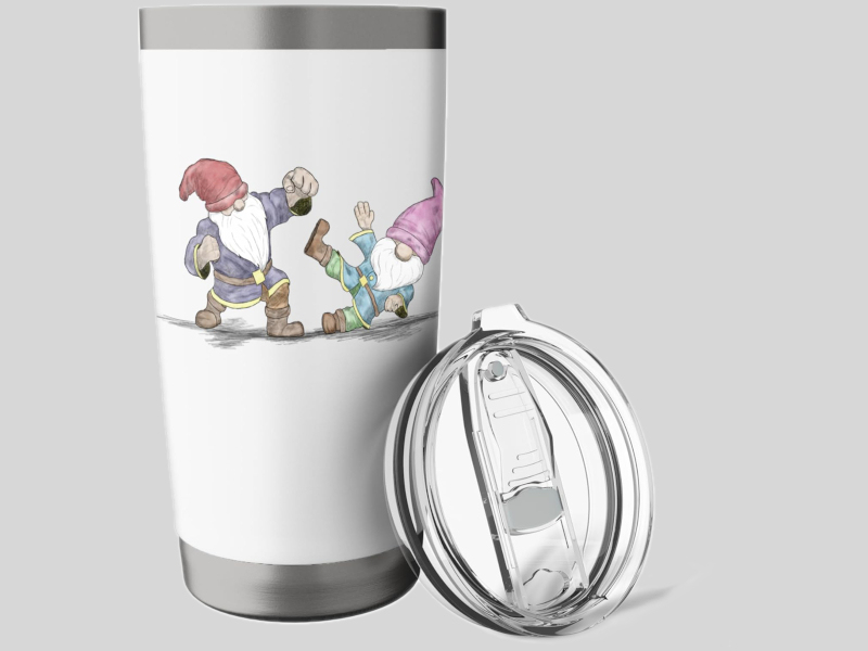 Gnome Throwing a Haymaker Tumbler